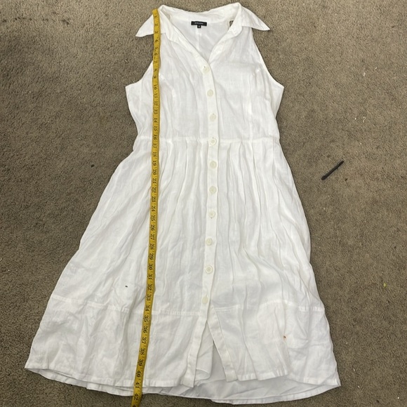 claudia Strater white sleeveless flax- linen button down midi dress - Picture 5 of 9